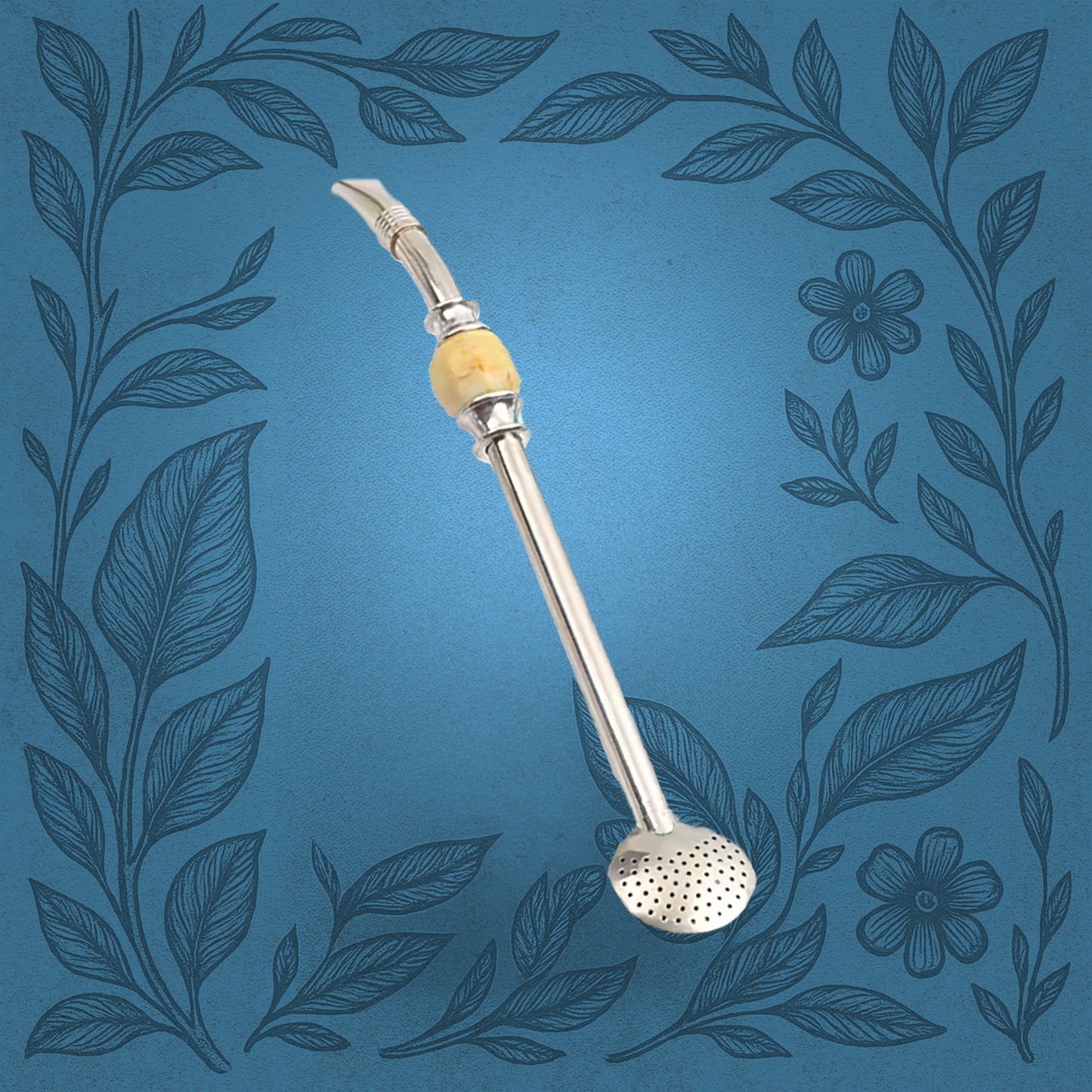 Stainless Steel Bombilla (Ivory Bone Stone)